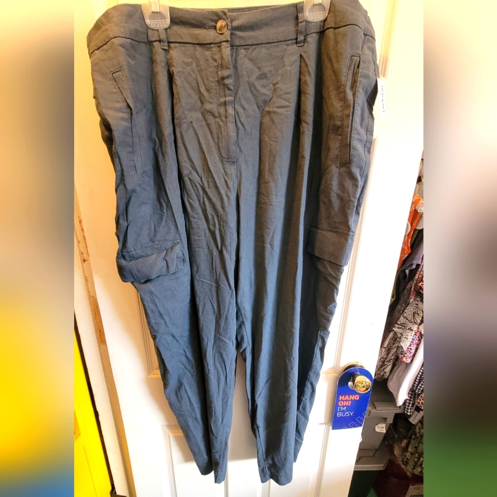 NWT Cargo Gray  linen Pants